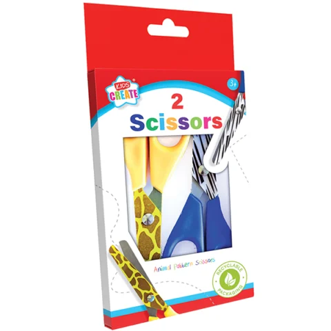 Kids Create Assorted Animal Pattern Scissors 2 Pack