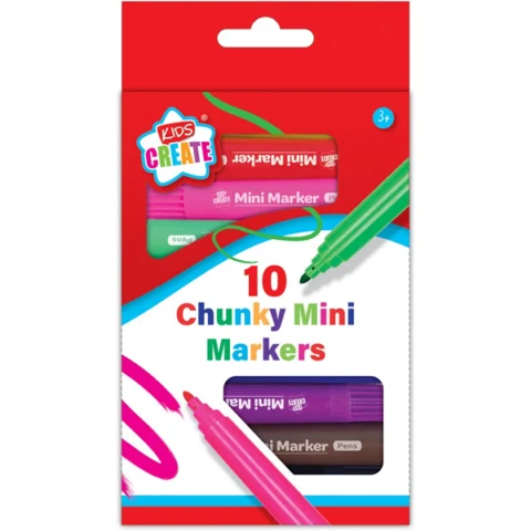 Kids Create Assorted Colour Chunky Mini Markers 10 Pack