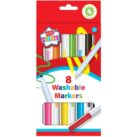 Kids Create Assorted Colour Washable Markers 8 Pack