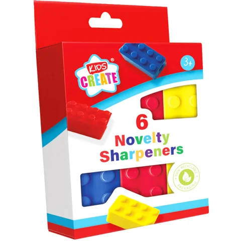 Kids Create Novelty Brick Sharpeners Assorted Colours 6 Pack
