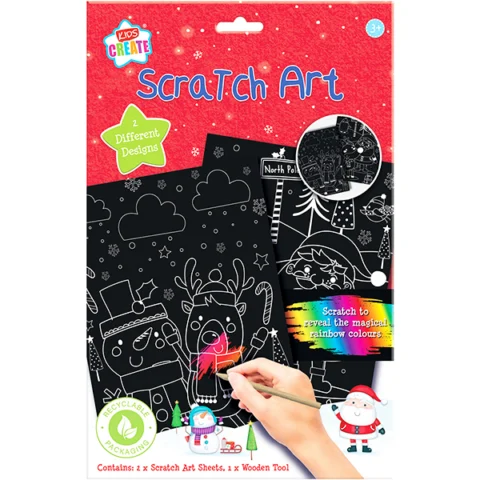 Kids Create Rainbow Colours Christmas Scratch Art Set