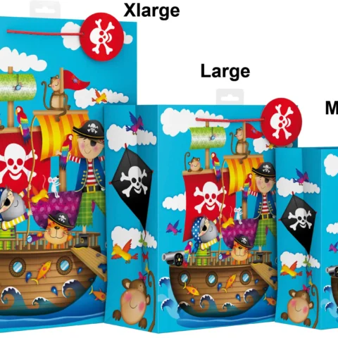 Kids Pirate Design Gift Bag Medium Size Only(Group Image For Size Illustration Purpose Only)