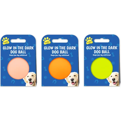 Kingdom Glow In The Dark Dog Ball 6.5cm Assorted Colours