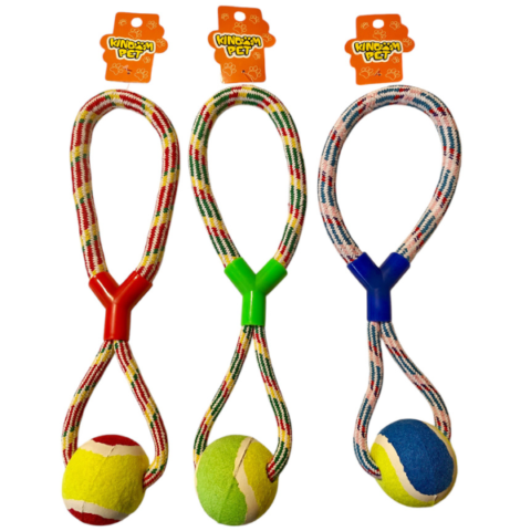 Kingdom Pet Figure of 8 Rope Ball Dog Toy 35cm Assorted Colours