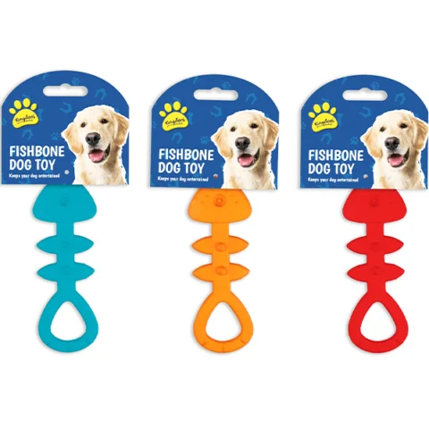 Kingdom Rubber Fish Bone Dog Toy Assorted Colours