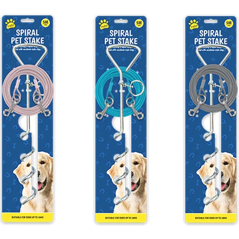 Kingdom Spiral Pet Stake 5m Assorted Colours