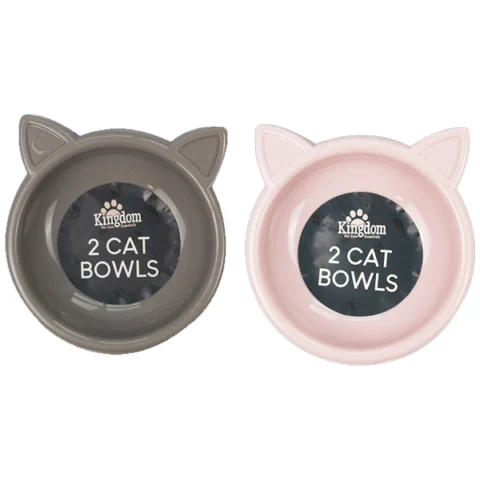 Kingdom Trendy Cat Bowl 17cm Assorted Colours 2 Pack