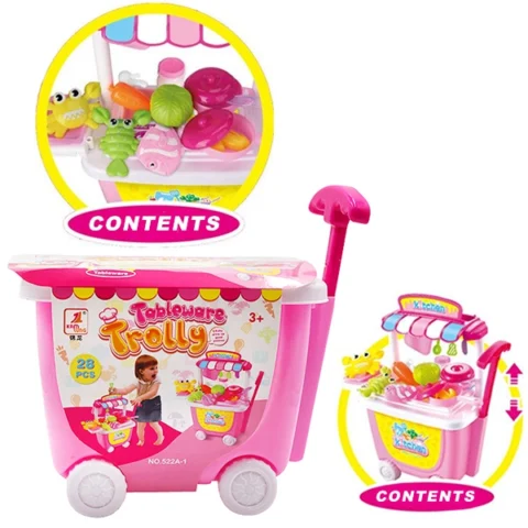 Kitchen & Tableware Set In Trolley 28pc