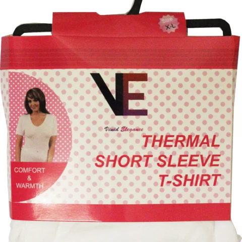 Ladies Thermal Comfort & Warmth (15% Cotton 85% Mixed Fibres) Short Sleeve White - Medium