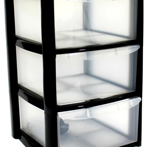 Large 3 Drawer Tower With Feet Black
