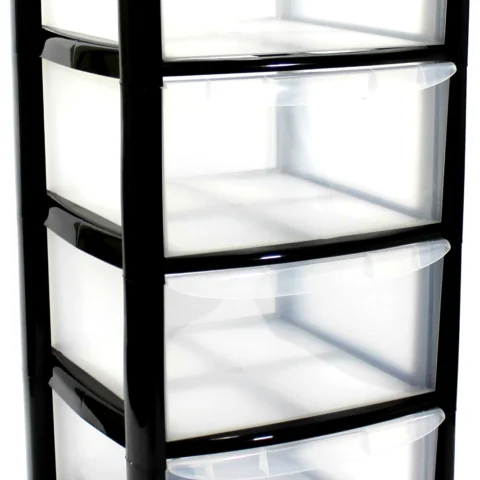 Large 4 Drawer Tower With Feet Black