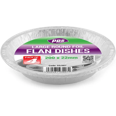 Large Round Foil Flan Dishes 20cm X 2.2cm 4 Pack