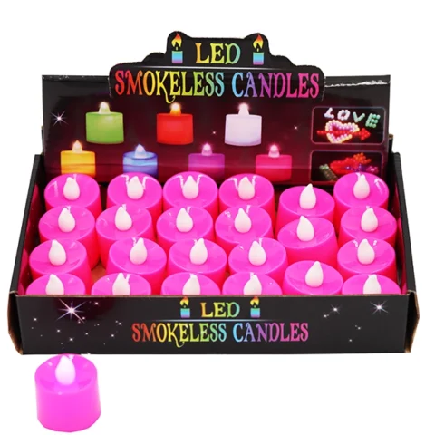 LED Smokeless Candles Pink 24pc
