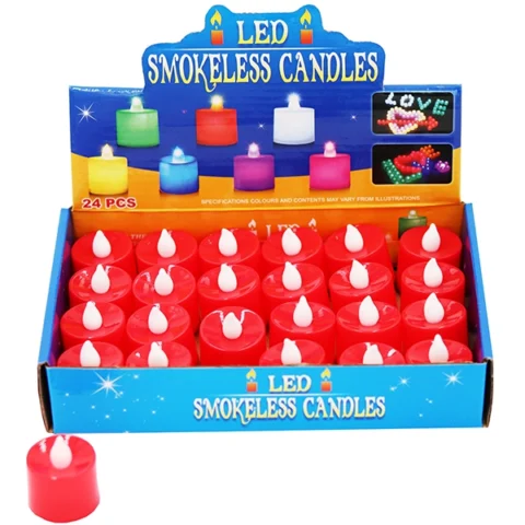 LED Smokeless Candles Red 24pc
