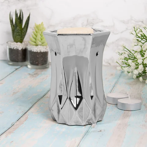 Leonardo Desire Aroma Geometric Silver Wax Oil Burner