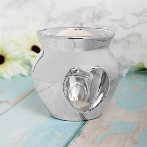 Leonardo Desire Aroma Shiny Silver Heart Wax Oil Burner