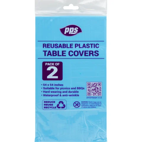 Light Blue Plastic Party Table Covers 54" X 54" 2 Pack