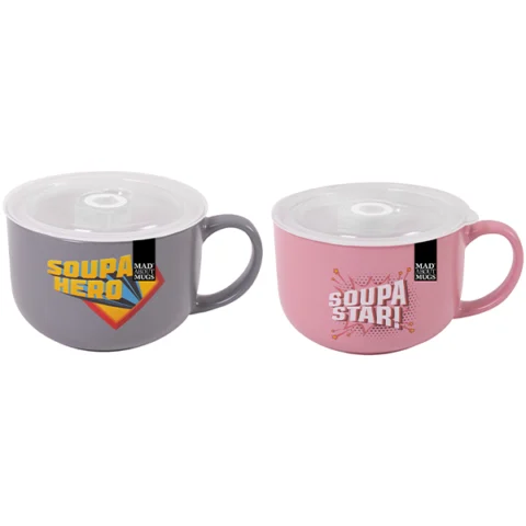 Mad About Mugs Lidded Soup Mug 25oz Assorted Colours