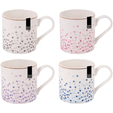 Mad About Mugs New Bone China Hearts Gold Rim Mug 13oz Assorted Colours