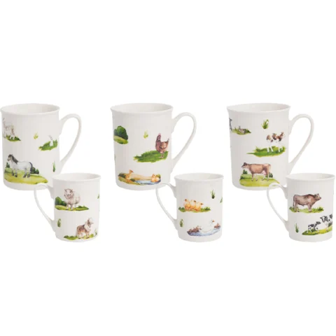 Mad About Mugs New Bone China Straight-Sided Farm Animal Mug 12oz Assorted