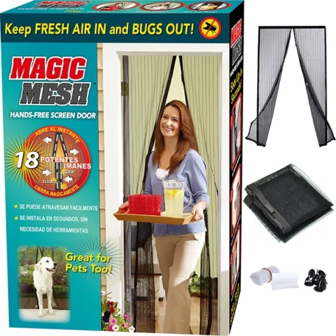 Magic Magnetic Mesh Screen Door Black