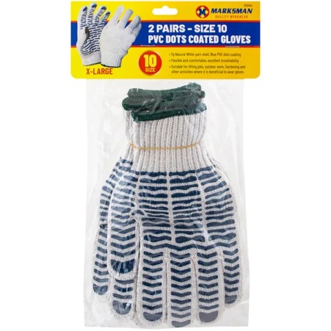 Marksman 10" PVC Dots Coated Gloves 2 Pairs