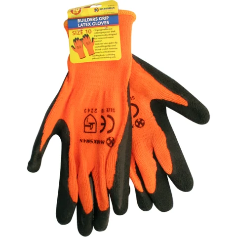 Marksman 10G Orange Acrylic Liner Latex Gloves Size 10
