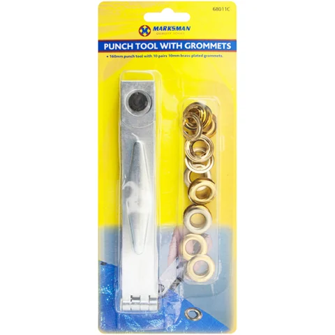 Marksman 160mm Punch Tool With 10mm Brass-Plated Grommets Set