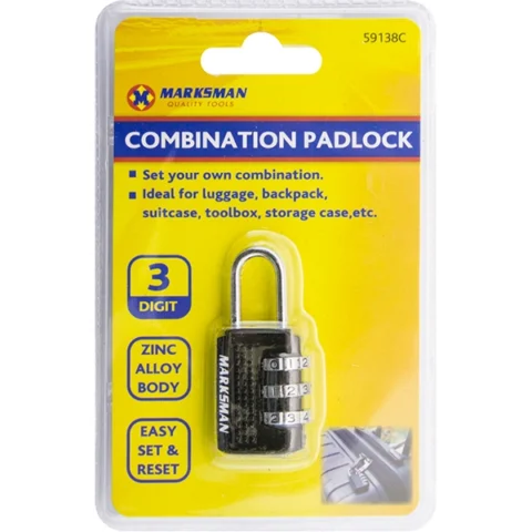 Marksman 3-Digit Combination Zinc Alloy Slim Padlock