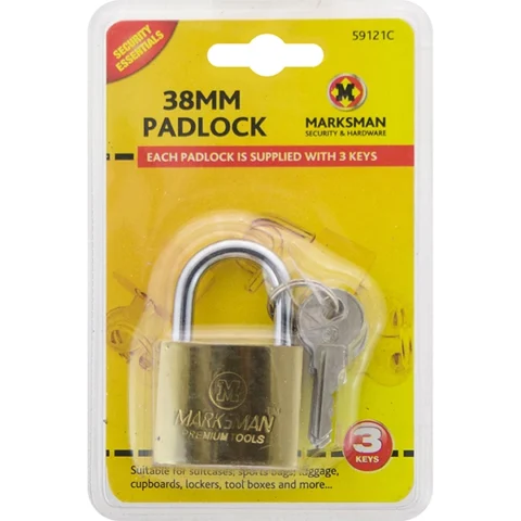 Marksman 38mm Brass-Coated Padlock With 3 Keys