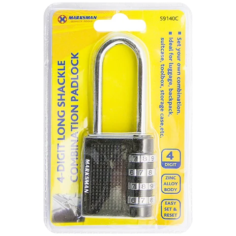 Marksman 4-Digit Long Shackle Combination Padlock