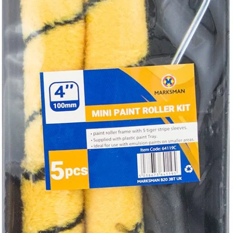 Marksman 4" Mini Tiger Stripe Paint Roller Set 5pc