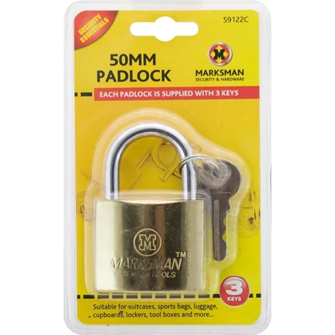 Marksman 50mm Brass-Coated Padlock With 3 Keys