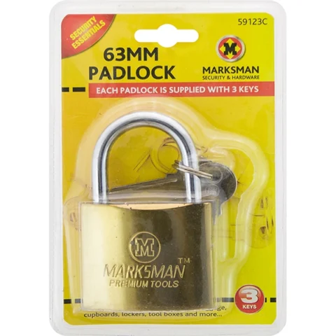 Marksman 63mm Brass-Plated Padlock With 3 Keys