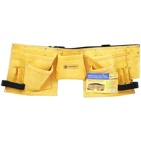 Marksman 8 Pocket Split Leather Tan Tool Bag