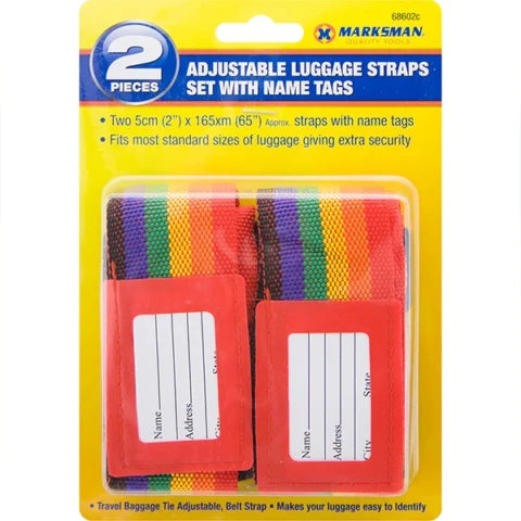 Marksman Adjustable Luggage Straps Set With Name Tags 2pc