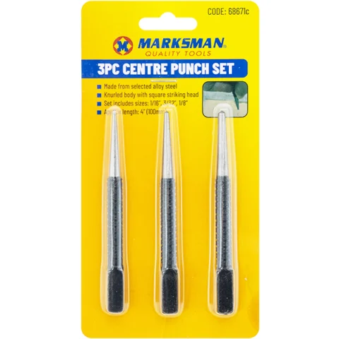 Marksman Alloy Steel Centre Punch Set 3pc