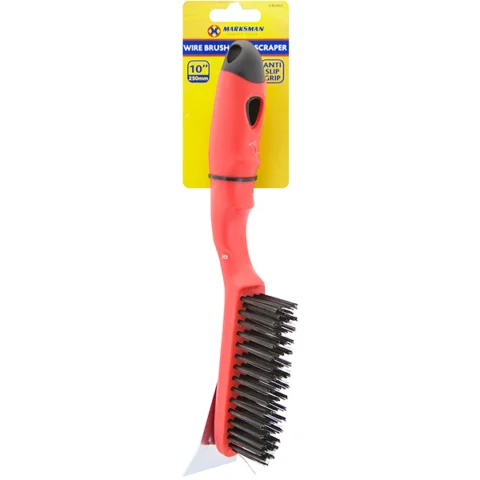Marksman Anti-Slip Wire Brush & Scraper 10"