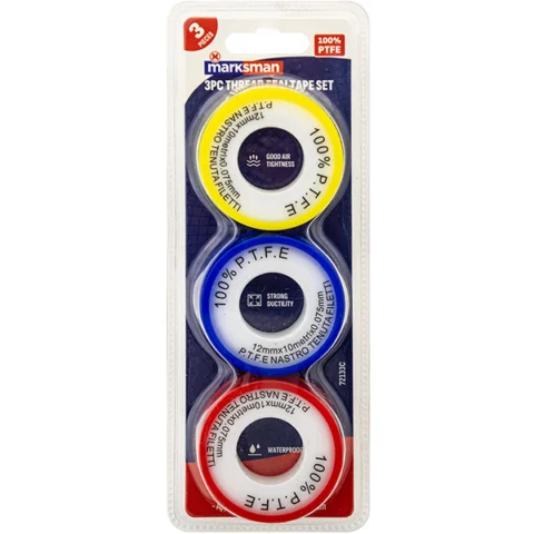 Marksman Assorted PTFE Thread Seal Tape Set 5m X 10m 3pc