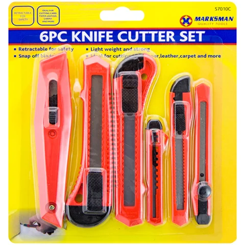 Marksman Assorted Retractable Knife Cutter Set 6pc