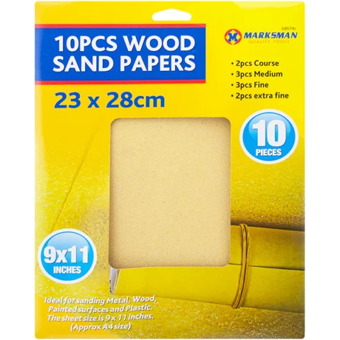 Marksman Assorted Wood Sandpaper Set 23 X 28cm 10pc