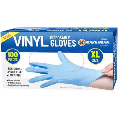 Marksman Blue Vinyl Disposable Gloves Xl 100pc