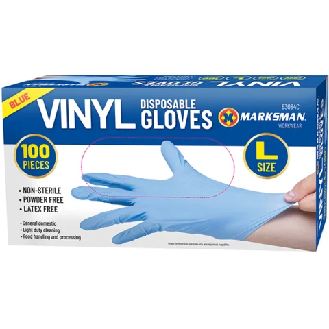 Marksman Blue Vinyl Gloves Large 100pc
