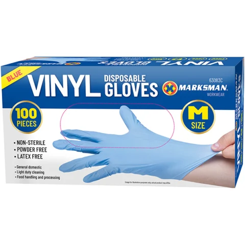 Marksman Blue Vinyl Gloves Medium 100pc