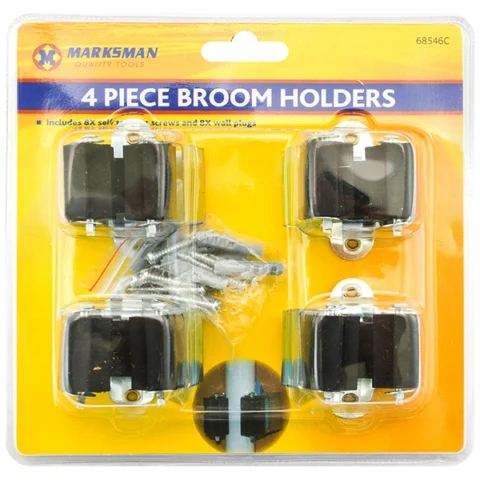 Marksman Broom & Mop Holders Set 4 Pack