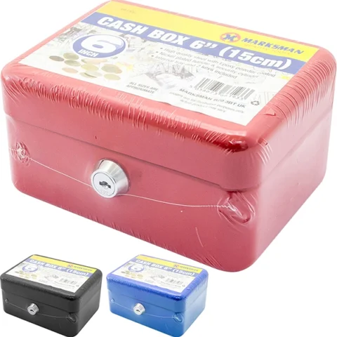 Marksman Cash Box With 2 Keys Assorted Colours 6"