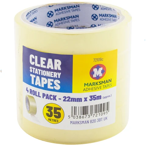 Marksman Clear Stationery Tapes 22mm X 35m 4 Pack