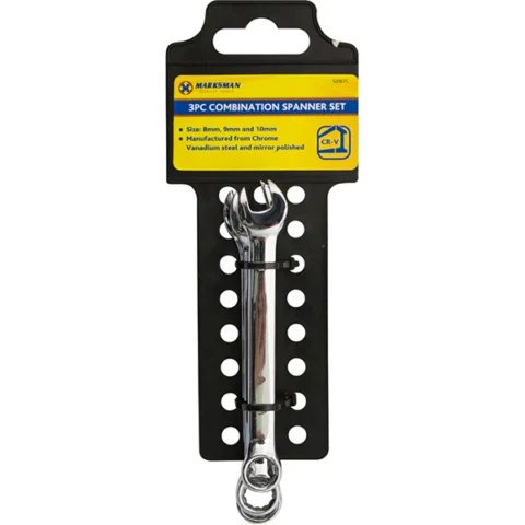 Marksman Cr-V Combination Spanner Set 3pc 8mm, 9mm & 10mm