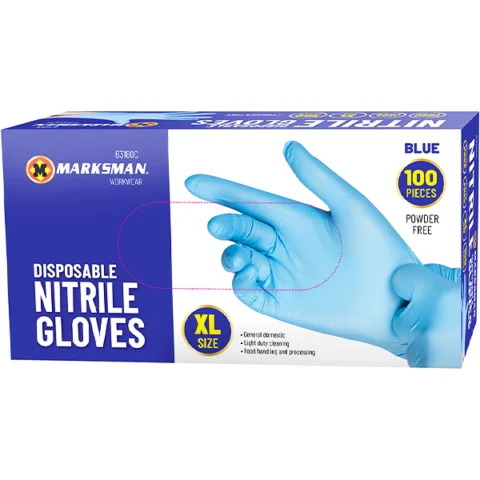 Marksman Disposable Blue Nitrile Gloves Xl 100pc