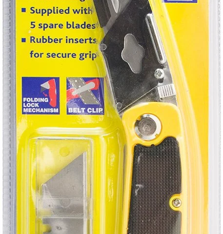 Marksman Folding Lock Back Rubber Grip Utility Knife